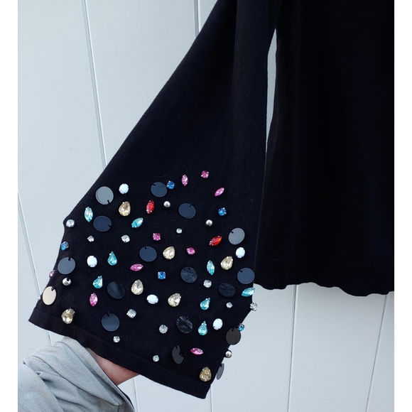 ✨Glamorous✨ INC International Concepts Gem Bell Sleeve Hoodie Black - Picture 4 of 8